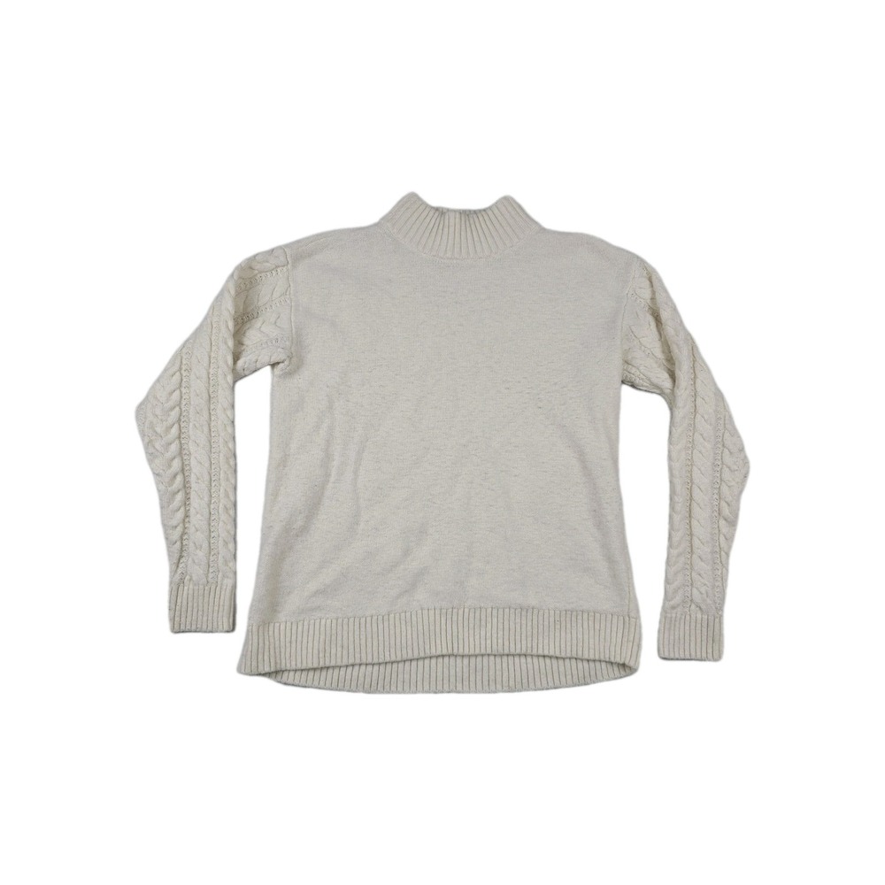 Michael Kors Women's Size Medium‎ Mock Neck Cable Knit Sleeve Ivory Sweater